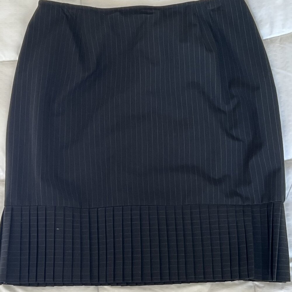Skirtology Pin Striped skirt with pleated bottom, size 14, zipper in back